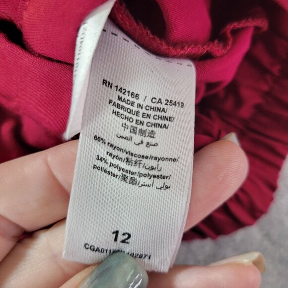 Habituate Womens 12 Red Layered Statement Sleeve Tie Hem Top Boho Romantic Vibes - Picture 8 of 9